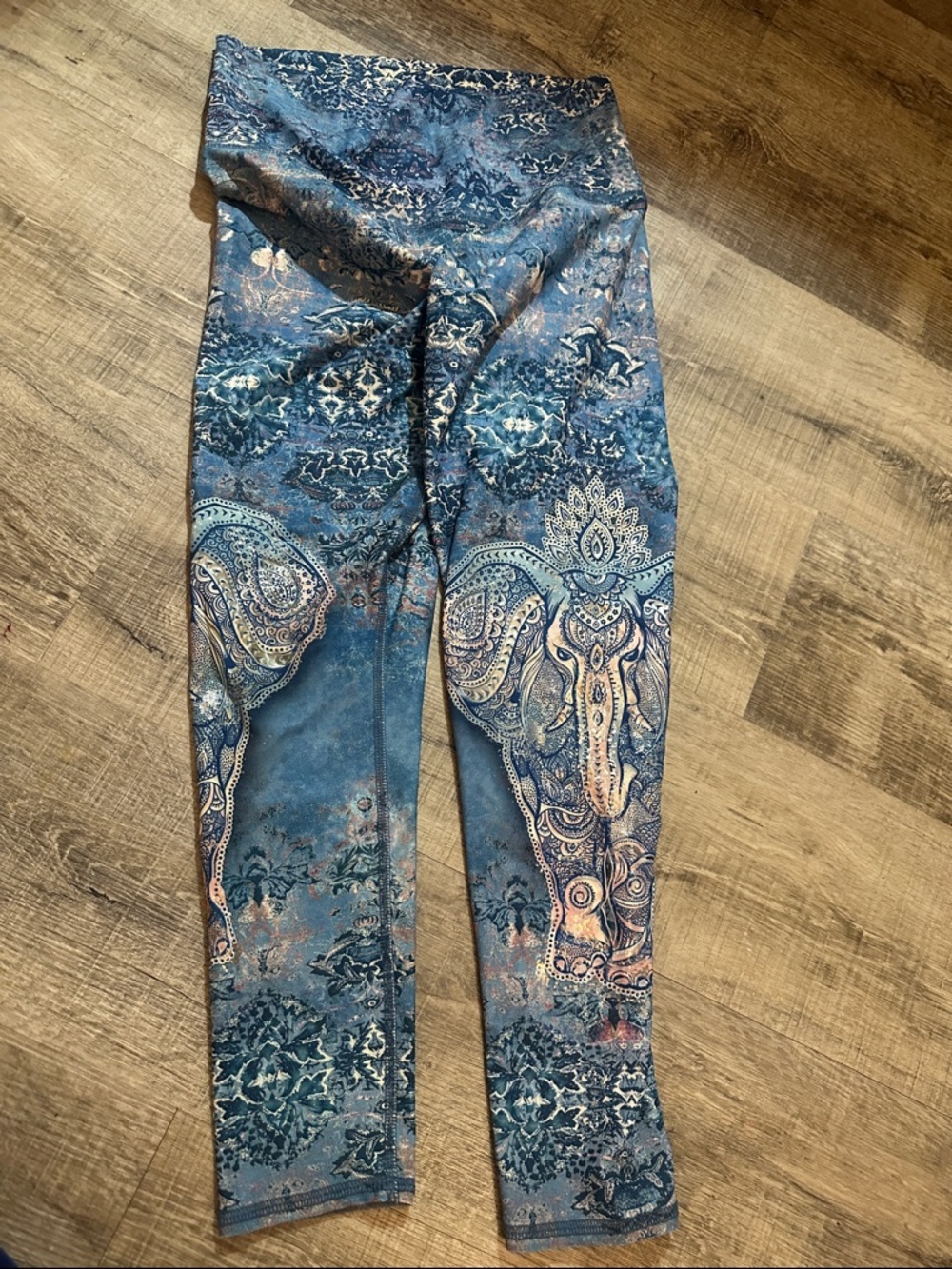 Blue Elephant Print Yoga Leggings